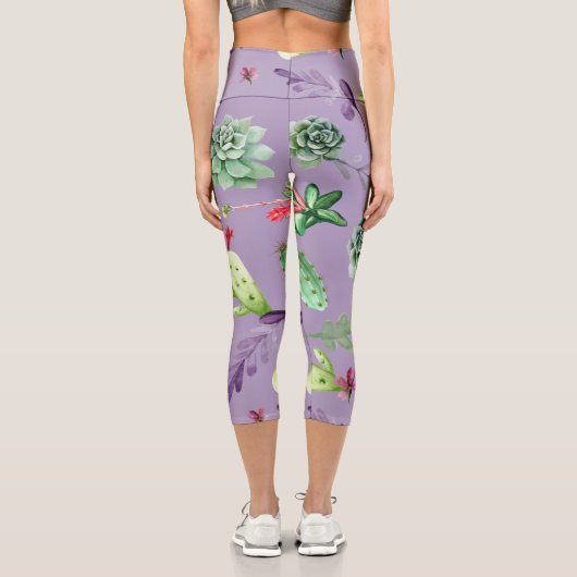 Cactus Pattern 7 Capri Leggings (Rückseite)