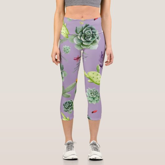 Cactus Pattern 7 Capri Leggings (Vorderseite)