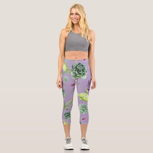 Cactus Pattern 7 Capri Leggings (Vorderseite)