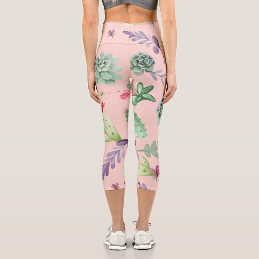 Cactus Pattern 8 Capri Leggings (Rückseite)