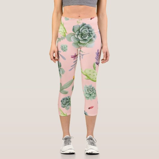 Cactus Pattern 8 Capri Leggings (Vorderseite)