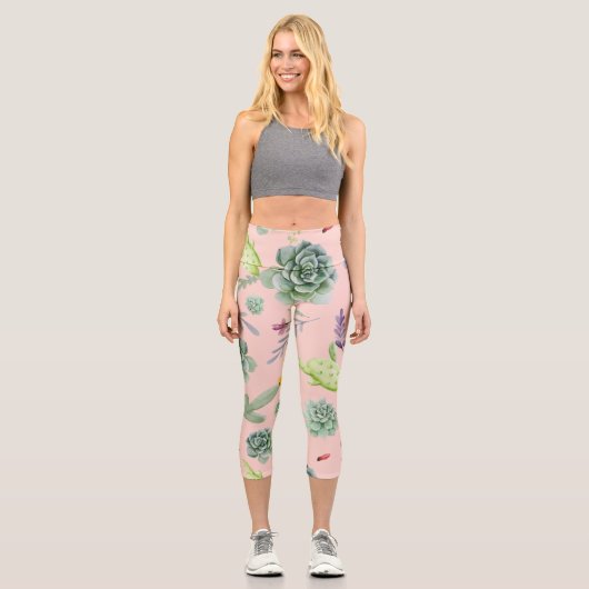 Cactus Pattern 8 Capri Leggings (Vorderseite)