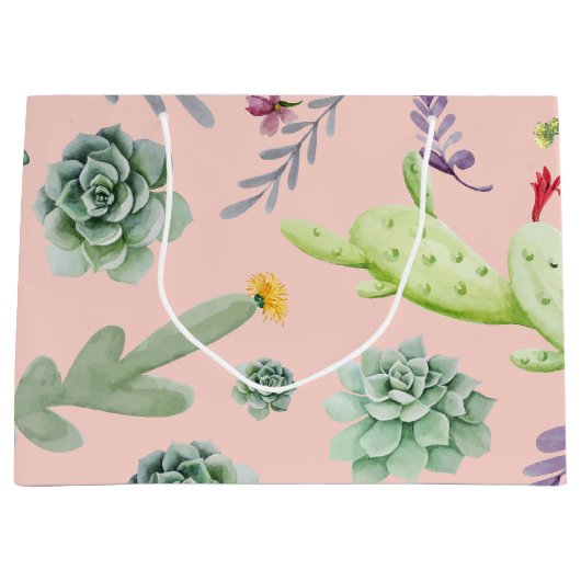 Cactus Pattern 8 Große Geschenktüte (Vorderseite)