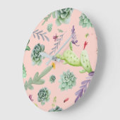 Cactus Pattern 8 Große Wanduhr (Winkel)