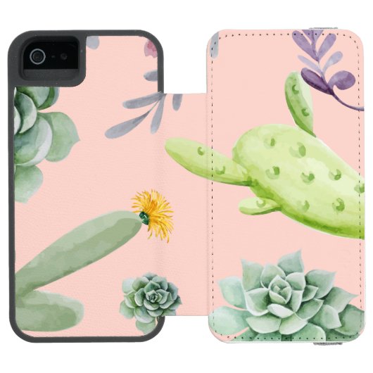 Cactus Pattern 8 Incipio iPhone Geldbeutel-Hülle (Folio Geöffnet)