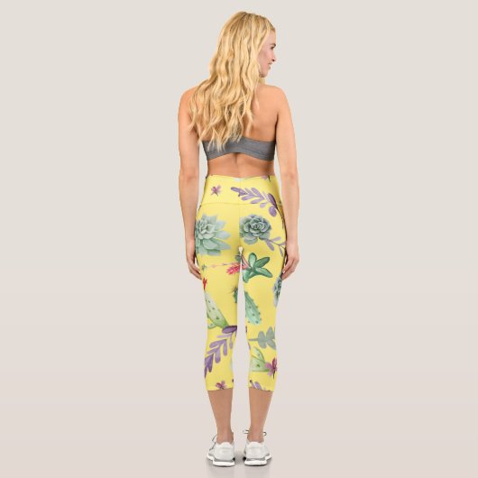 Cactus Pattern 9 Capri Leggings (Rückseite)
