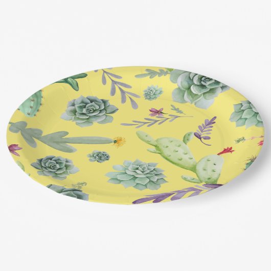 Cactus Pattern 9 Pappteller (Schrägansicht)