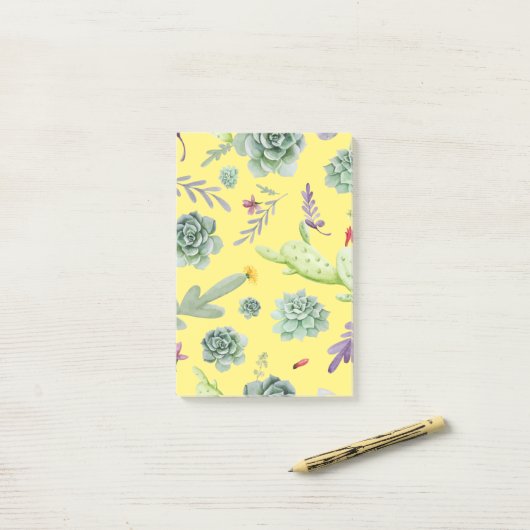 Cactus Pattern 9 Post-it Klebezettel (Auf Schreibtisch)