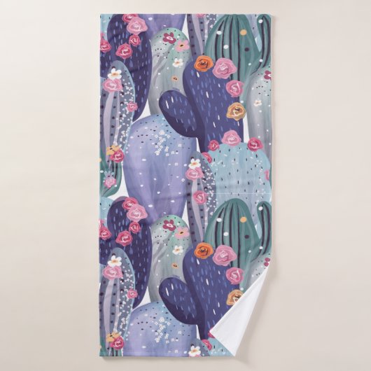 Cactus Pattern Colorful Watercolor Badetuch Set Badehandtuch (Badehandtuch)