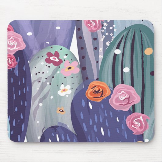 Cactus Pattern Colorful Watercolor Mousepad (Vorne)