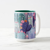Cactus Pattern Colorful Watercolor Zweifarbige Tasse (VorderseiteRechts)
