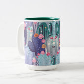 Cactus Pattern Colorful Watercolor Zweifarbige Tasse (Vorderseite Links)