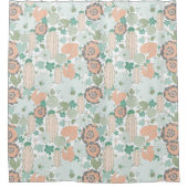 Cactus Pattern Coral Duschvorhang (Vorderseite)