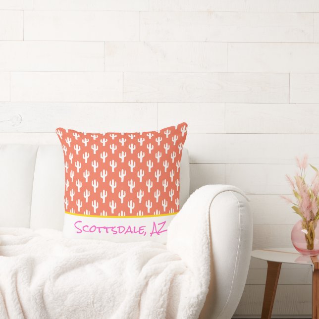 Cactus Pattern Custom Place Name farbenfrohe Dekor Kissen (Liege)