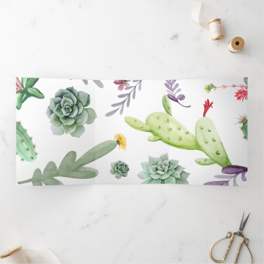 Cactus Pattern Dreifach Gefaltete Urlaubskarte (Innenseite)