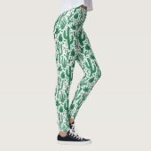 Cactus Pattern - Forest Green und White Leggings (Rechts)