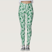 Cactus Pattern - Forest Green und White Leggings (Vorderseite)