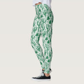 Cactus Pattern - Forest Green und White Leggings (Links)