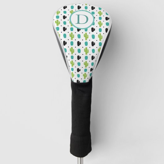 Cactus pattern green cyan Blume Golf Headcover (Vorderseite)