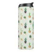 Cactus Pattern Mint Green Monogram Thermosbecher (Nach links gedreht)