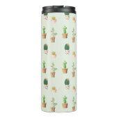 Cactus Pattern Mint Green Monogram Thermosbecher (Rückseite)