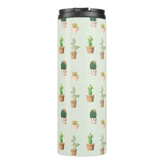 Cactus Pattern Mint Green Monogram Thermosbecher (Rückseite)