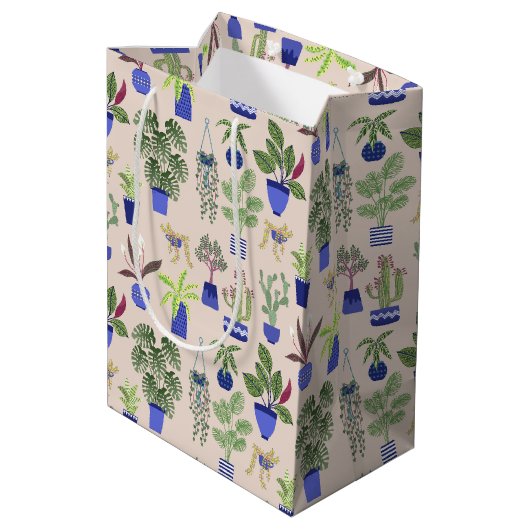 Cactus Pattern Mittlere Geschenktüte (Rückseite Schrägansicht)