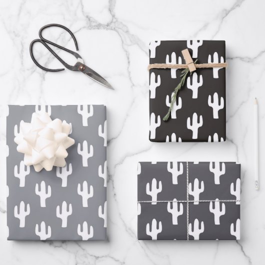Cactus Pattern neutrale Wüste Modernes Business Geschenkpapier Set (Vorderseite)