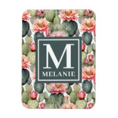 Cactus Pattern Pink Blume Monogramm flexibel Magnet (Vertikal)