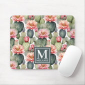 Cactus Pattern Pink Blume Monogramm Mousepad (Mit Mouse)