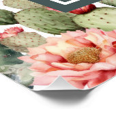 Cactus Pattern Pink Blume Monogramm Poster (Ecke)