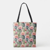 Cactus Pattern Pink Blume Monogramm Tasche (Rückseite)