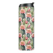 Cactus Pattern Pink Blume Monogramm Thermosbecher (Nach links gedreht)