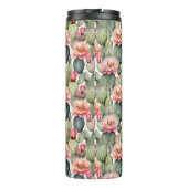 Cactus Pattern Pink Blume Monogramm Thermosbecher (Rückseite)