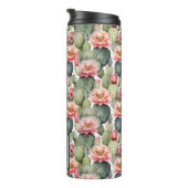 Cactus Pattern Pink Blume Monogramm Thermosbecher (Nach rechts gedreht)
