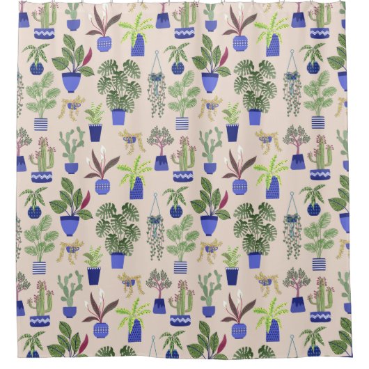 Cactus Pattern Pink Duschvorhang (Vorderseite)