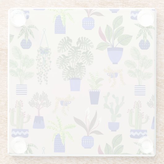 Cactus Pattern Pink Glasuntersetzer (Rückseite)