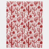Cactus Pattern - Ruby Red und White Fleecedecke (Vorderseite)