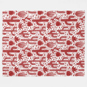 Cactus Pattern - Ruby Red und White Fleecedecke (Vorderseite (Horizontal))