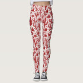 Cactus Pattern - Ruby Red und White Leggings (Vorderseite)