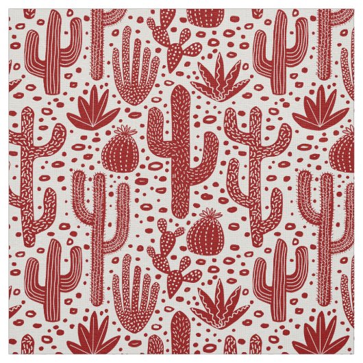 Cactus Pattern - Ruby Red und White Stoff (Muster)