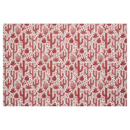 Cactus Pattern - Ruby Red und White Stoff (Fat Quarter (45,7 x 55,9 cm))