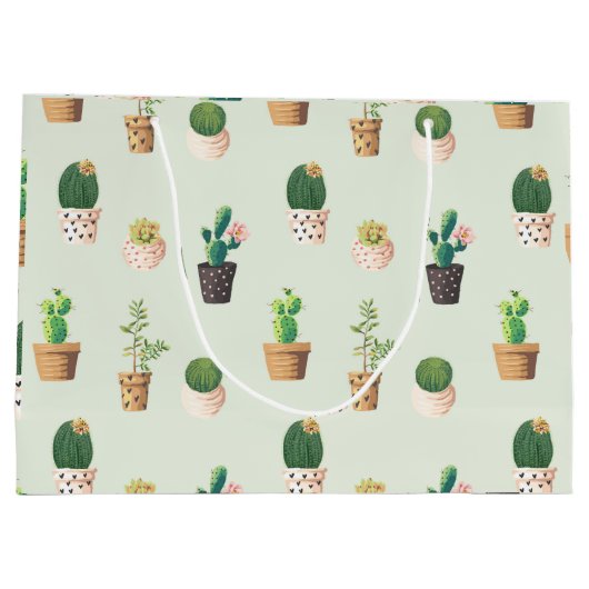 Cactus Pattern - Sukkulente Pflanze Große Geschenktüte (Rückseite)