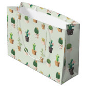 Cactus Pattern - Sukkulente Pflanze Große Geschenktüte (Rückseite Schrägansicht)