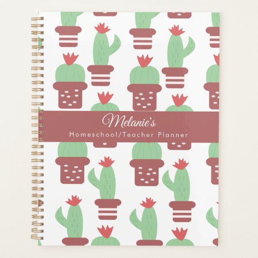 Cactus Pattern Teacher School Homeschool Planner Planer (Vorderseite)