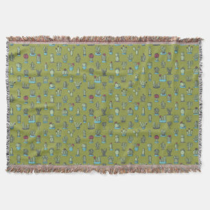 Cactus Pattern Throw Blanket Decke