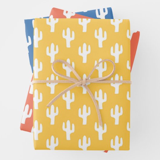 Cactus Pattern Yellow Orange Blue Wüste Südwesten Geschenkpapier Set (Beispiel)