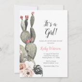 Cactus Peach Baby Shower Girl Einladung (Vorderseite)