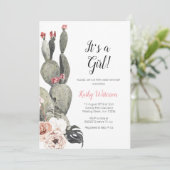 Cactus Peach Baby Shower Girl Einladung (Stehend Vorderseite)