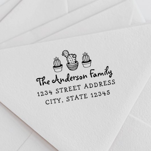 Cactus Personalisiert Family Name Rücksendeadresse Permastempel